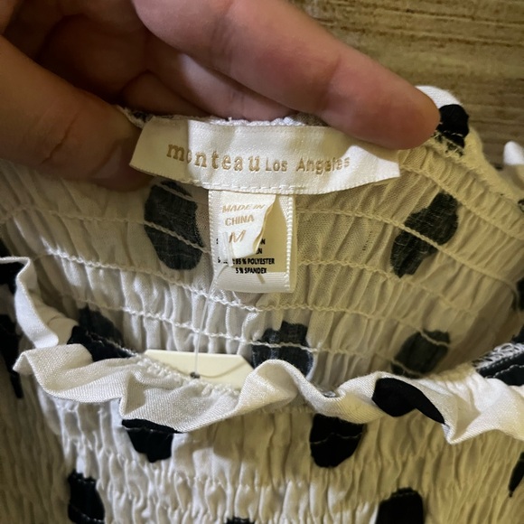 🤎3/$10 NWT Monteau Black and White Polka Dot Dress Size Medium - Picture 6 of 8